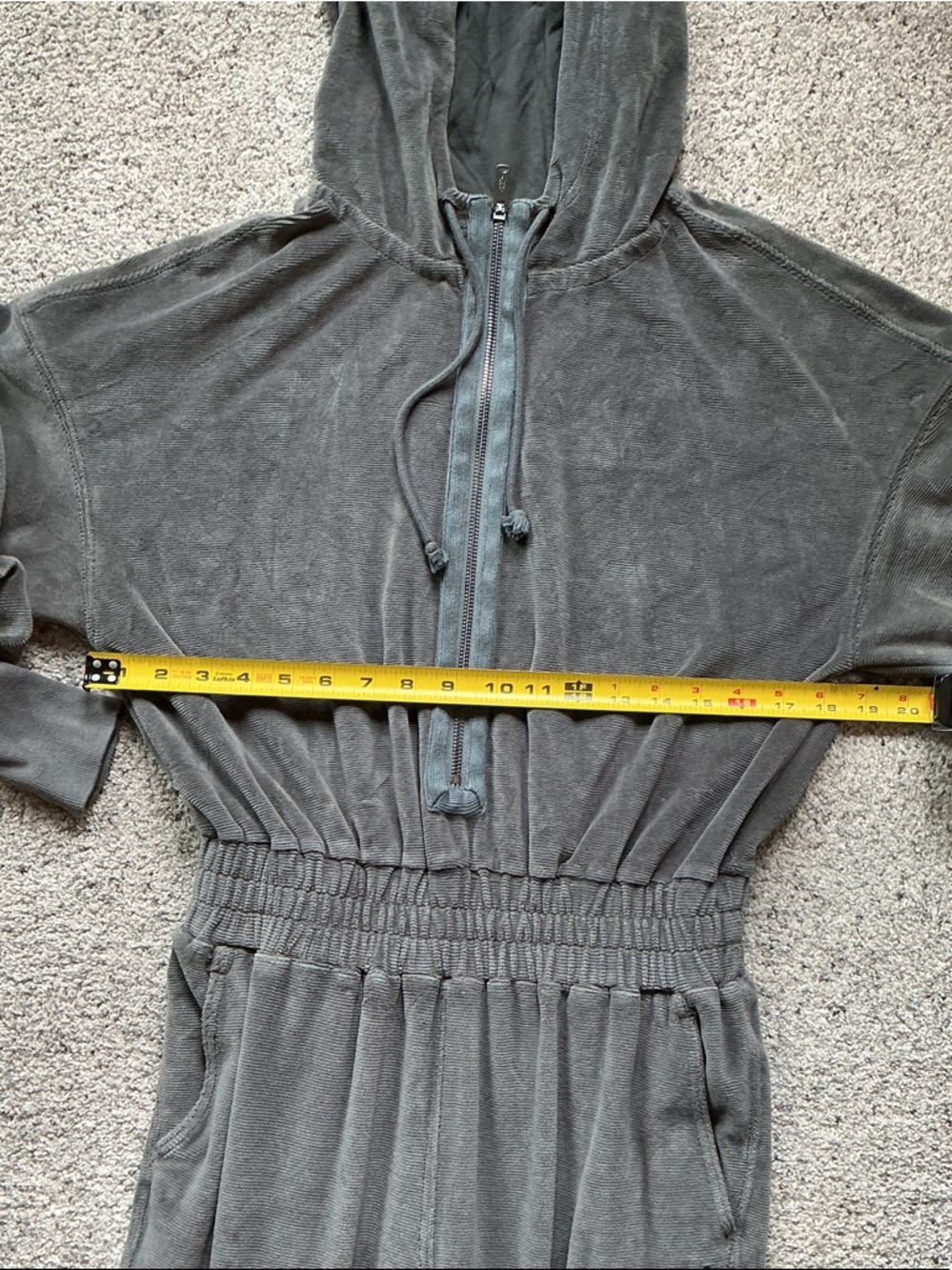 New FP Movement by Free People Training Day Velour Jumpsuit ~ Charcoal Gray - Picture 7 of 14
